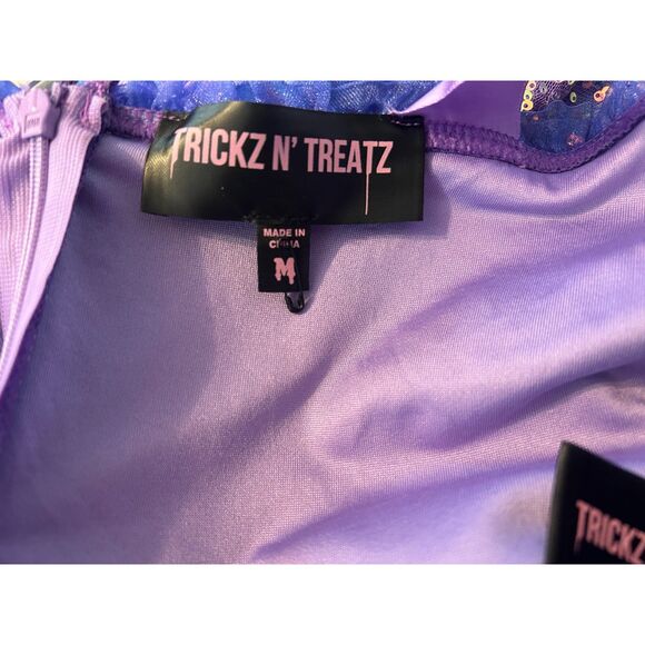 Trickz n Treatz Fairy Sparkle Corset Mini Purple Dress Cyber Costume Rave M - Picture 5 of 6